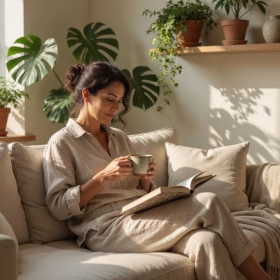 2026 slow living trendi yavaş yaşam felsefesi kitap okuyan kadın